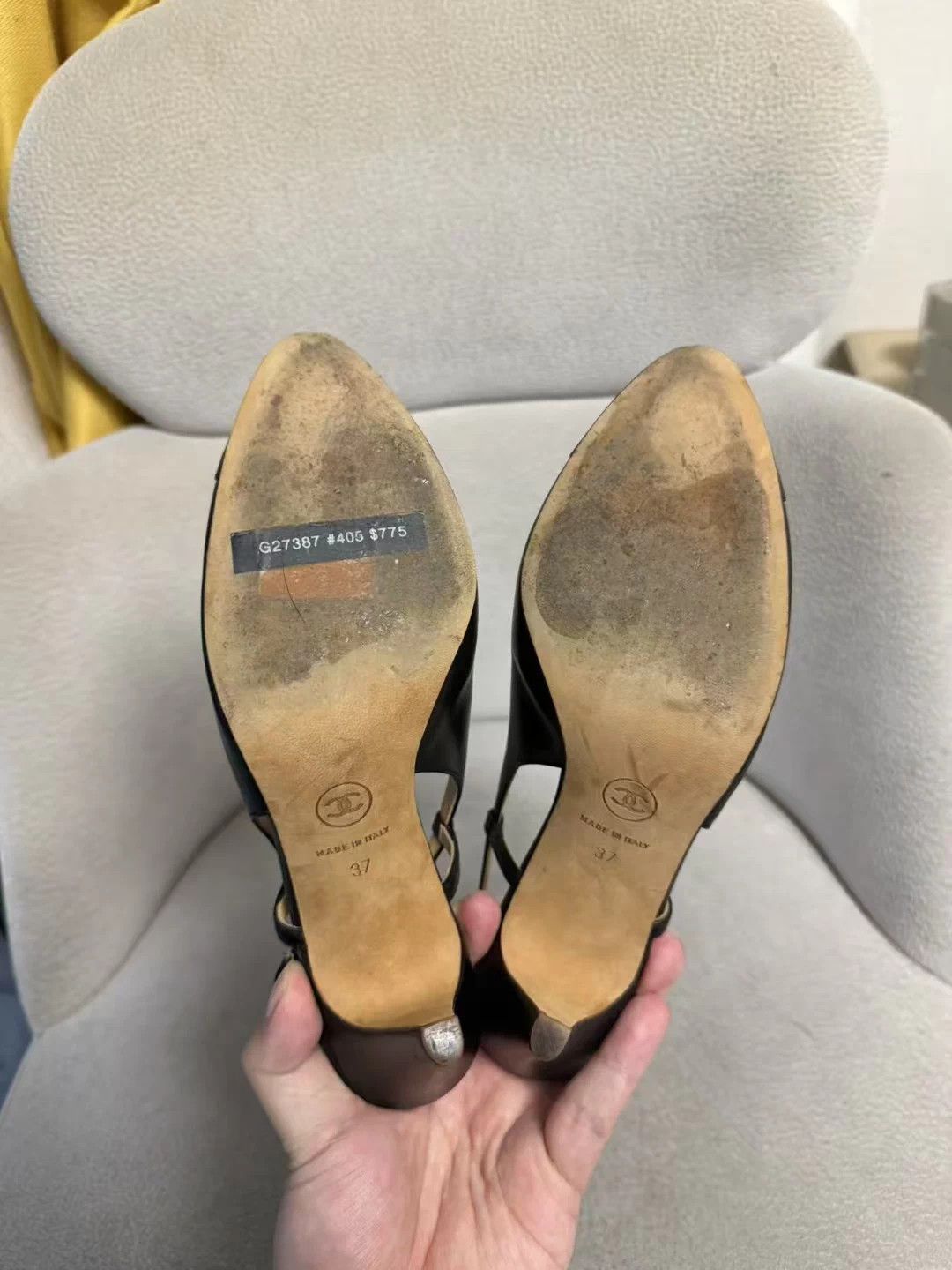 Chanel CHANEL Black 37 Block Heel Pumps Size US 6 / IT 36 - 6 Thumbnail