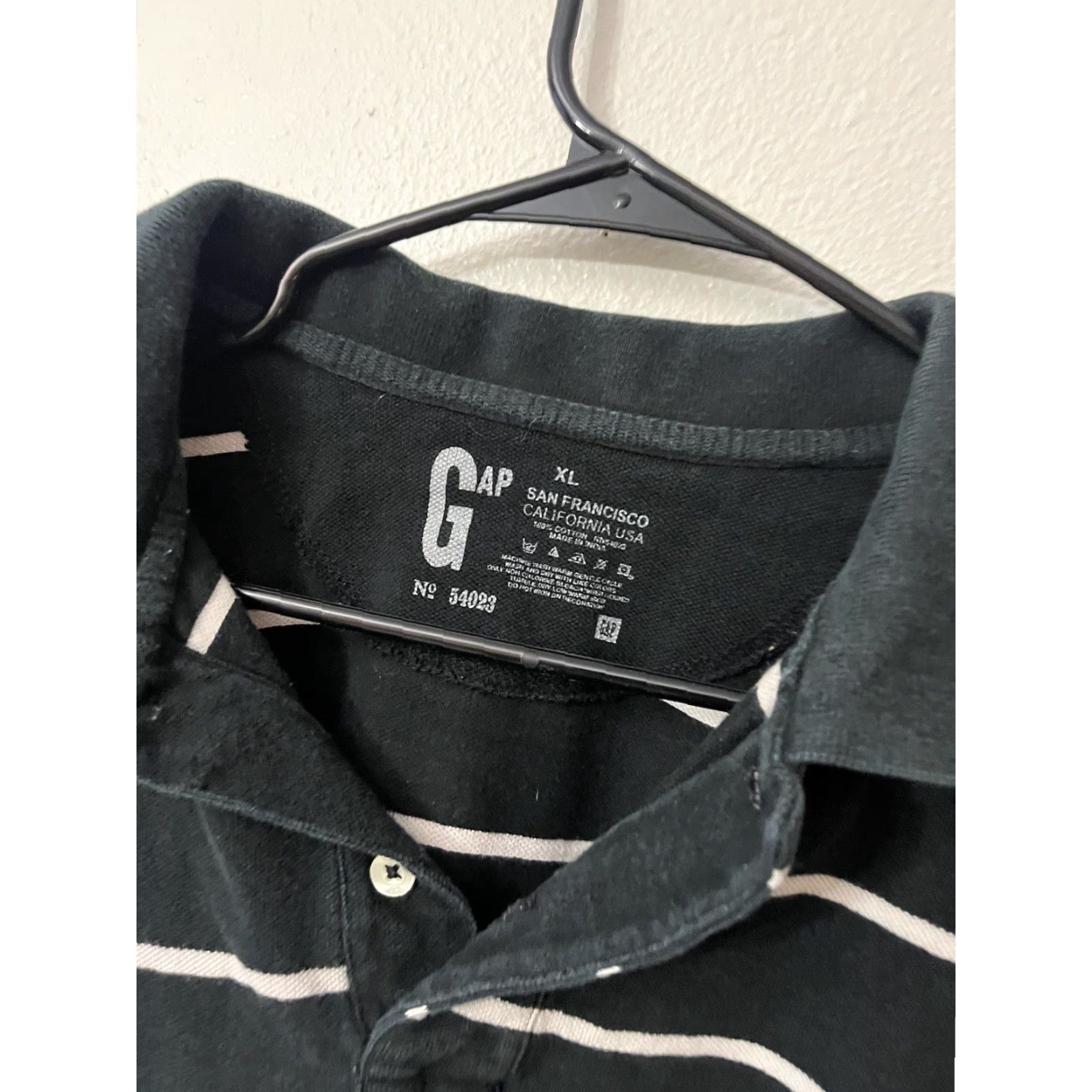 Gap GAP Polo Shirt Men's XL Black White Striped Polo Shirt, 100% Cotton, Classic Logo, Athletic Fit, Short Sleeve, Knit, Button Embroidered Size US XL / EU 56 / 4 - 2 Thumbnail