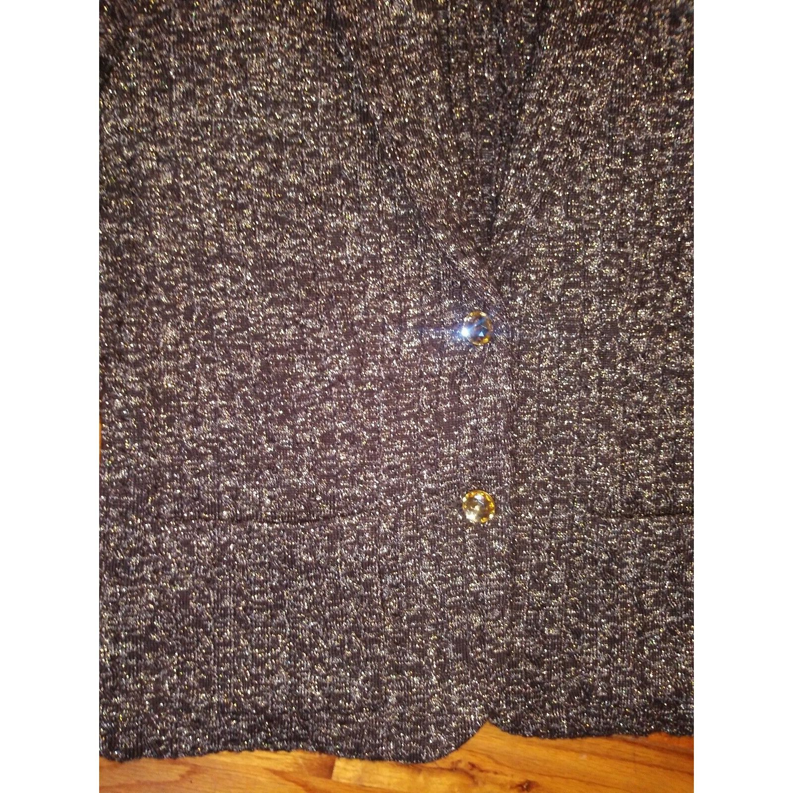 Designer Womens CACHE SWEATER Cardigan Sz L Brown Sparkle Button-up P Size L / US 10 / IT 46 - 5 Thumbnail