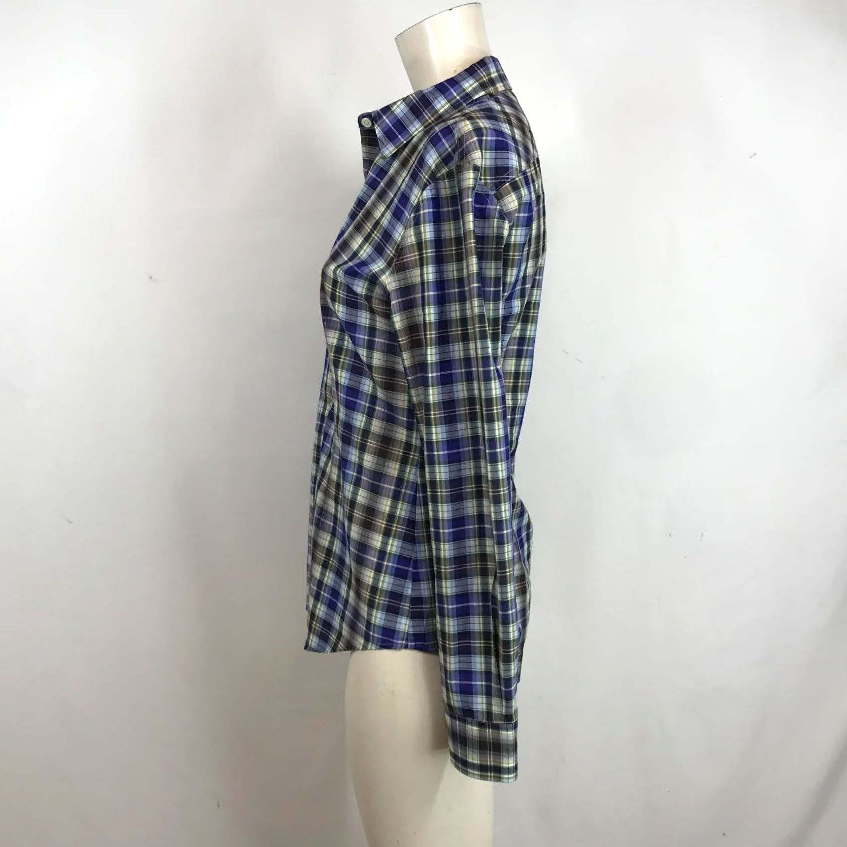 Theory THEORY WOMEN'S SMALL MULTICOLOR PLAID LONG SLEEVE BUTTON UP COTTON TOP SHIRT Size S / US 4 / IT 40 - 6 Thumbnail