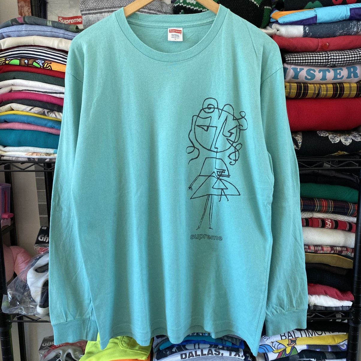 Supreme Supreme T-Shirt Sketch Longsleeve Blue 2016 Vintage Size US L / EU 52-54 / 3 - 1 Thumbnail