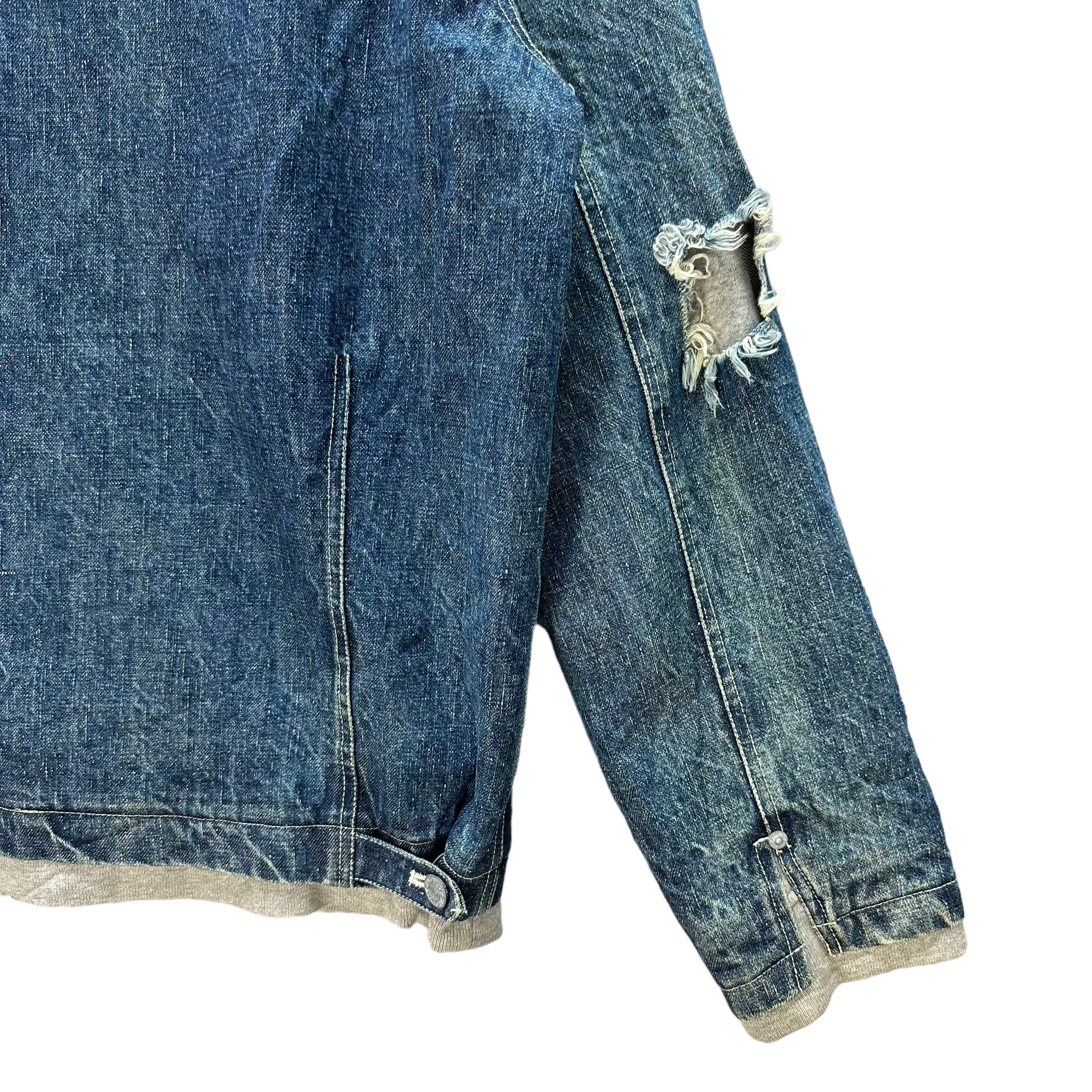 Japanese Brand MONTAGE DENIM CROWD DISTRESSED DOUBLE LAYER JACKET #8391-007 Size US L / EU 52-54 / 3 - 15 Thumbnail