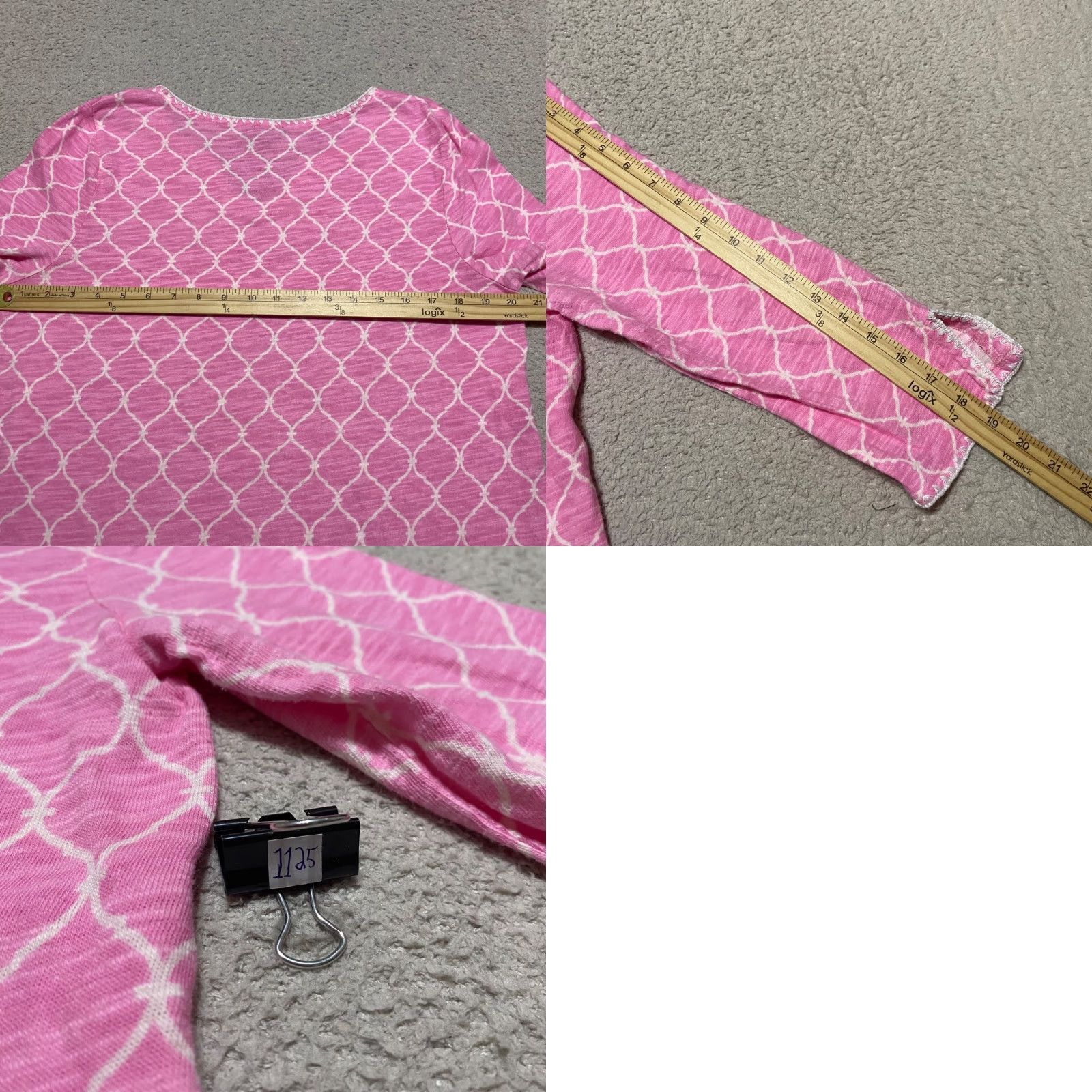 Talbots Talbots Shirt Womens Large Pink Geometric 3/4 Sleeve V-Neck Pullover Linen Blend Size L / US 10 / IT 46 - 8 Thumbnail