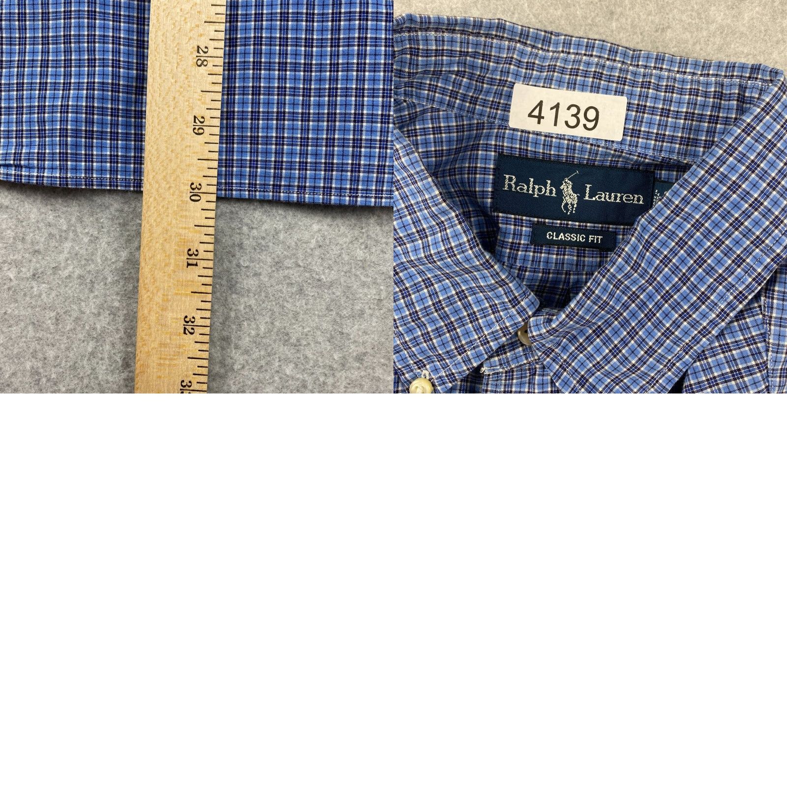 Ralph Lauren Ralph Lauren Dress Shirt Mens 17 Blue Check Classic Fit Long Sleeve Shirt Size 46R - 8 Thumbnail