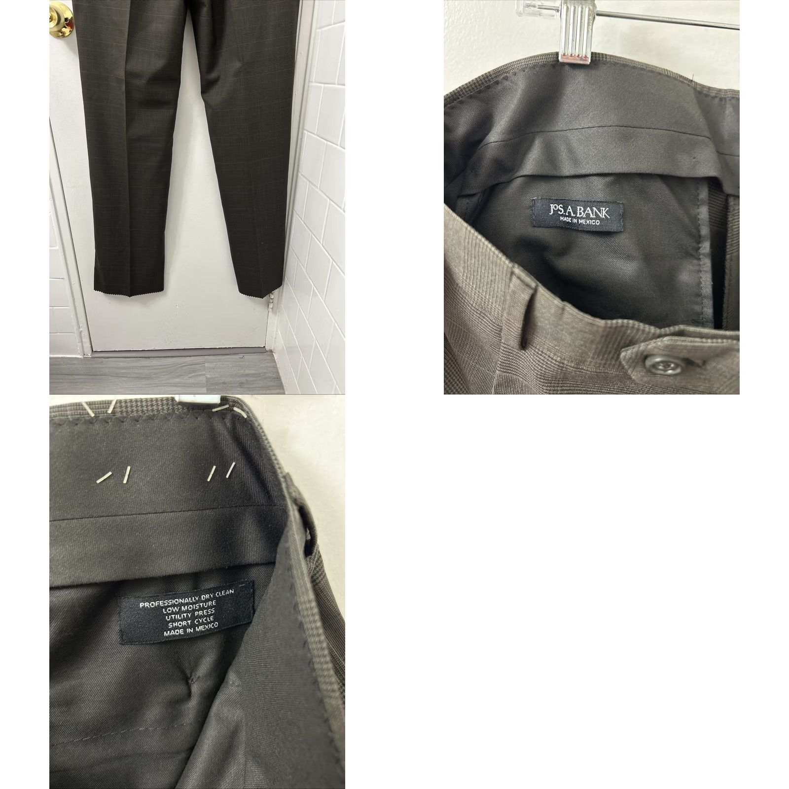 Jos. A. Bank VINTAGE? No; Jos A Bank Windsor Pants 35x37 Wool Pleated Dress Pants Gray 100% Wool YKK Buttons Mens Regular Straight Inseam Unhemmed Navy? Size US 35 - 8 Thumbnail