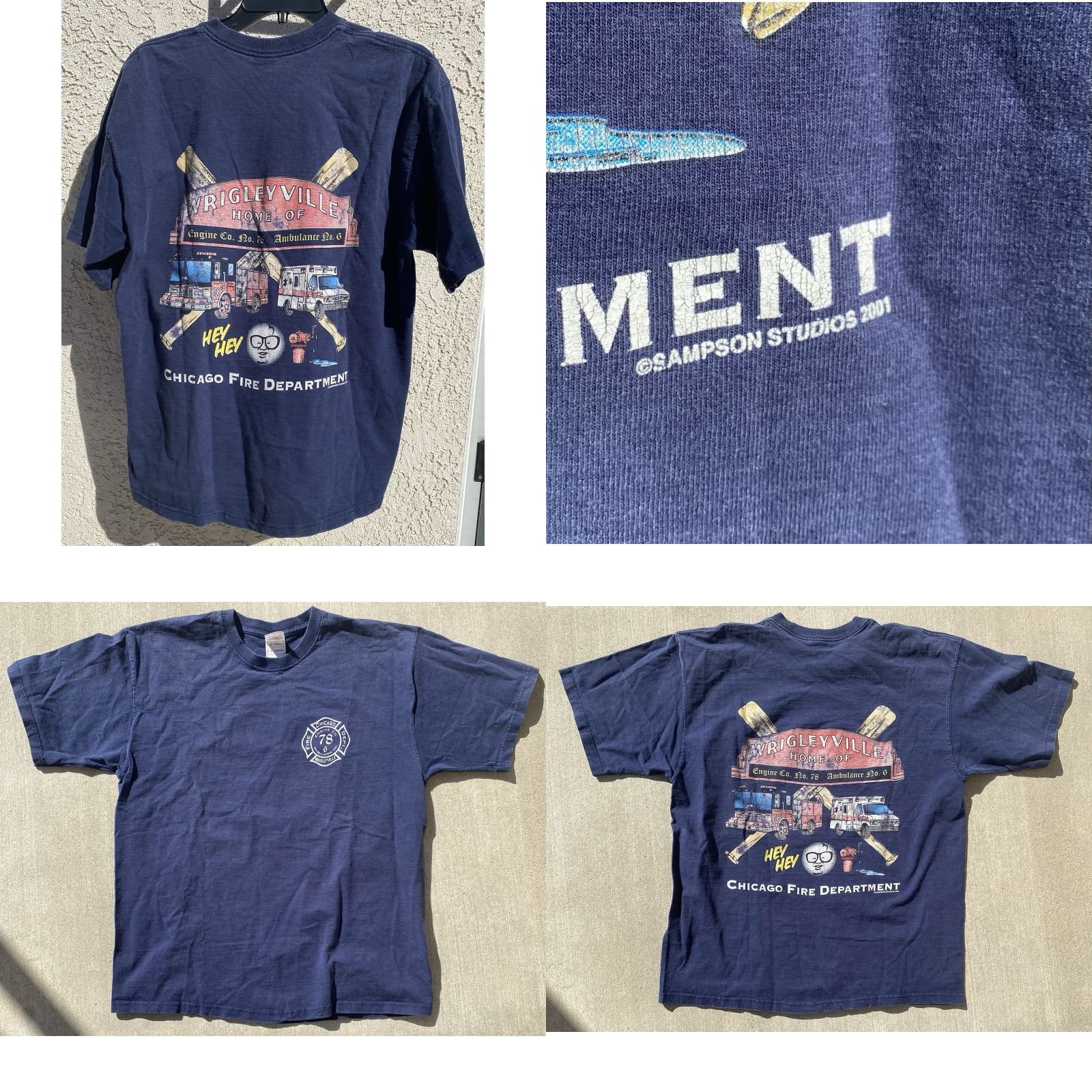 Fruit Of The Loom VINTAGE Chicago Fire Dept Wrigleyville Engine 78 Ambulance 6 T Shirt Worn Sz XL Nike Shirt Mens Blues City Fire 2000s 90s Theme Size US XL / EU 56 / 4 - 10 Thumbnail