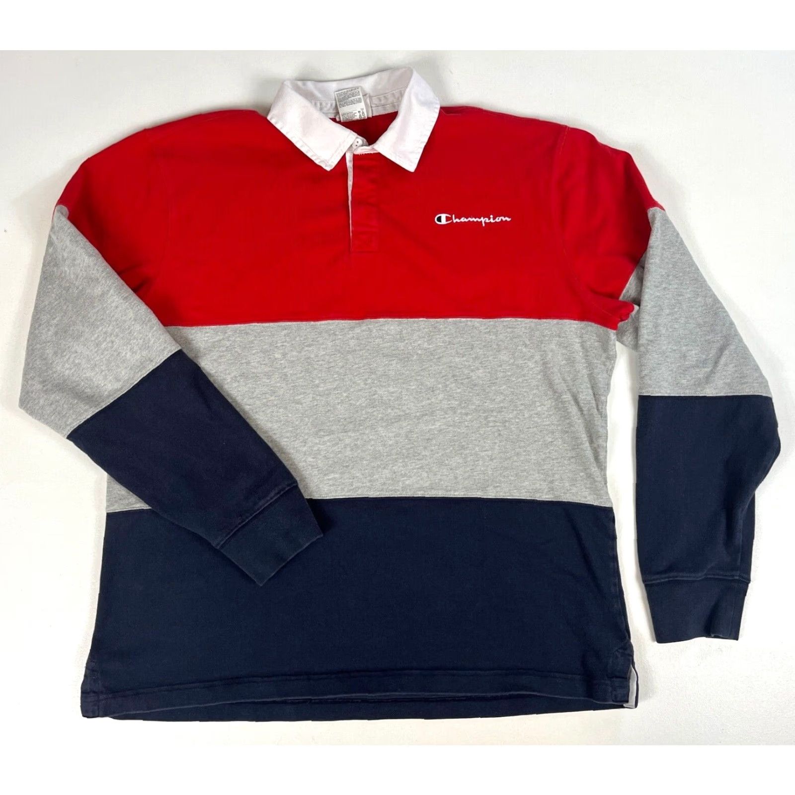 Champion Champion Long Sleeve Rugby Shirt Mens Size L Multicolor Striped 100% Cotton Reverse Weave Embroidered 90s Sports Size US L / EU 52-54 / 3 - 2 Thumbnail