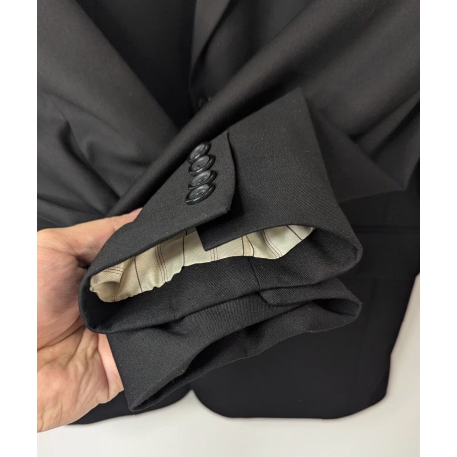 Vintage Caravelli Blazer Men’s Size 38 Regular Notch Lapel Black Oxford 2-Button Single-Breasted Business Casual Formal Wedding Jacket Size 38R - 2 Thumbnail