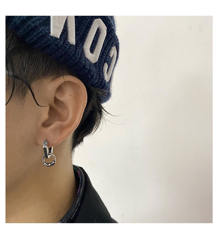 Jewelry × Sterling Silver One pairs Retro Earrings Gothic Punk Chrome Jewelry Spike Size ONE SIZE - 6 Thumbnail