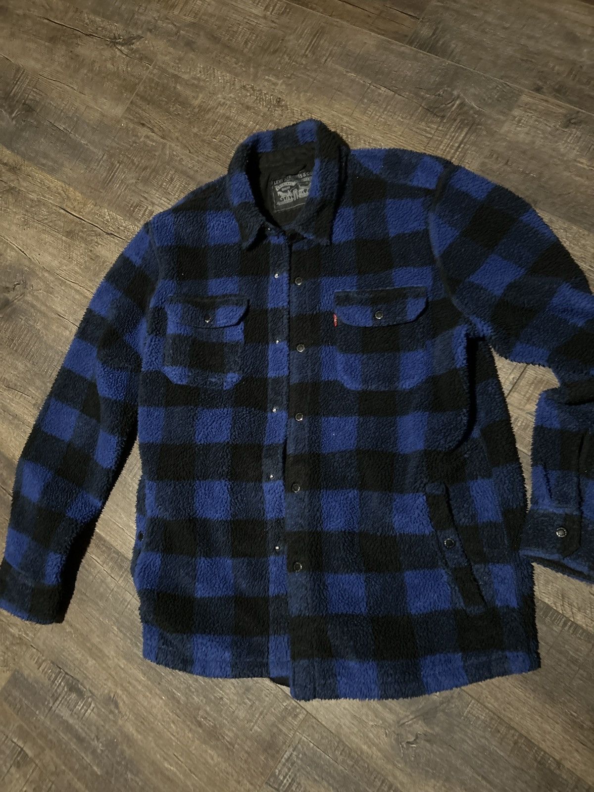 image of Levis Vintage Clothing Levi Faux Fur Flannel in Blue, Men's (Size XL)