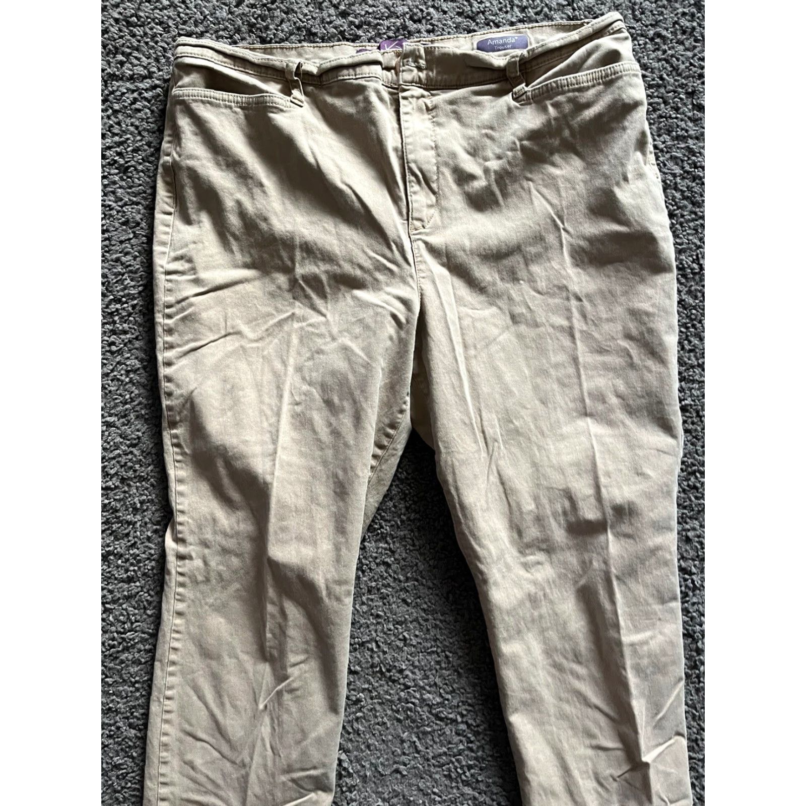 Gloria Vanderbilt Gloria Vanderbilt Amanda Womens 16 Beige Classic Fit Tapered Chino Twill Pant Size 38" / US 16 / IT 52 - 7 Thumbnail