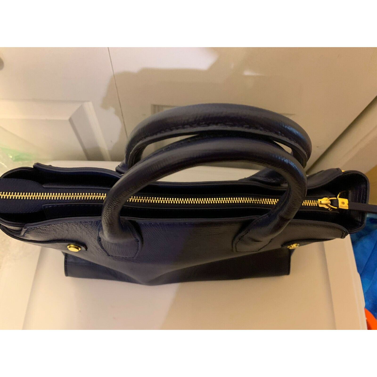 Other Joy Mangano Leather Purse Blue Size ONE SIZE - 7 Thumbnail