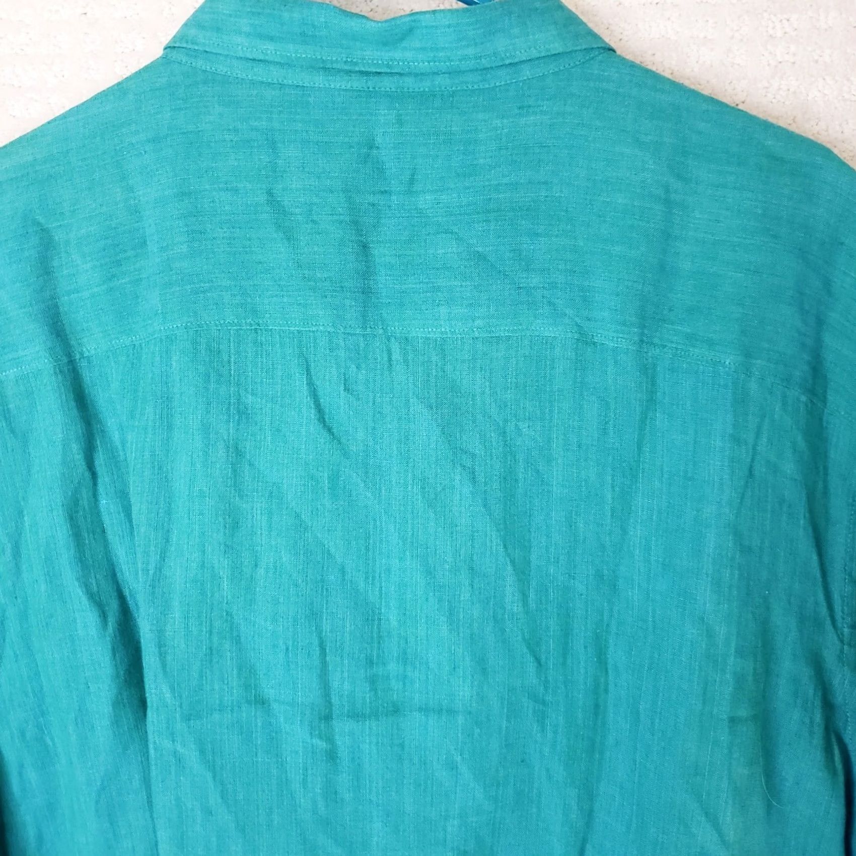 Perry Ellis Perry Ellis Linen Shirt Teal Men's XXL Short Sleeve Button Front Casual Size US XXL / EU 58 / 5 - 7 Thumbnail