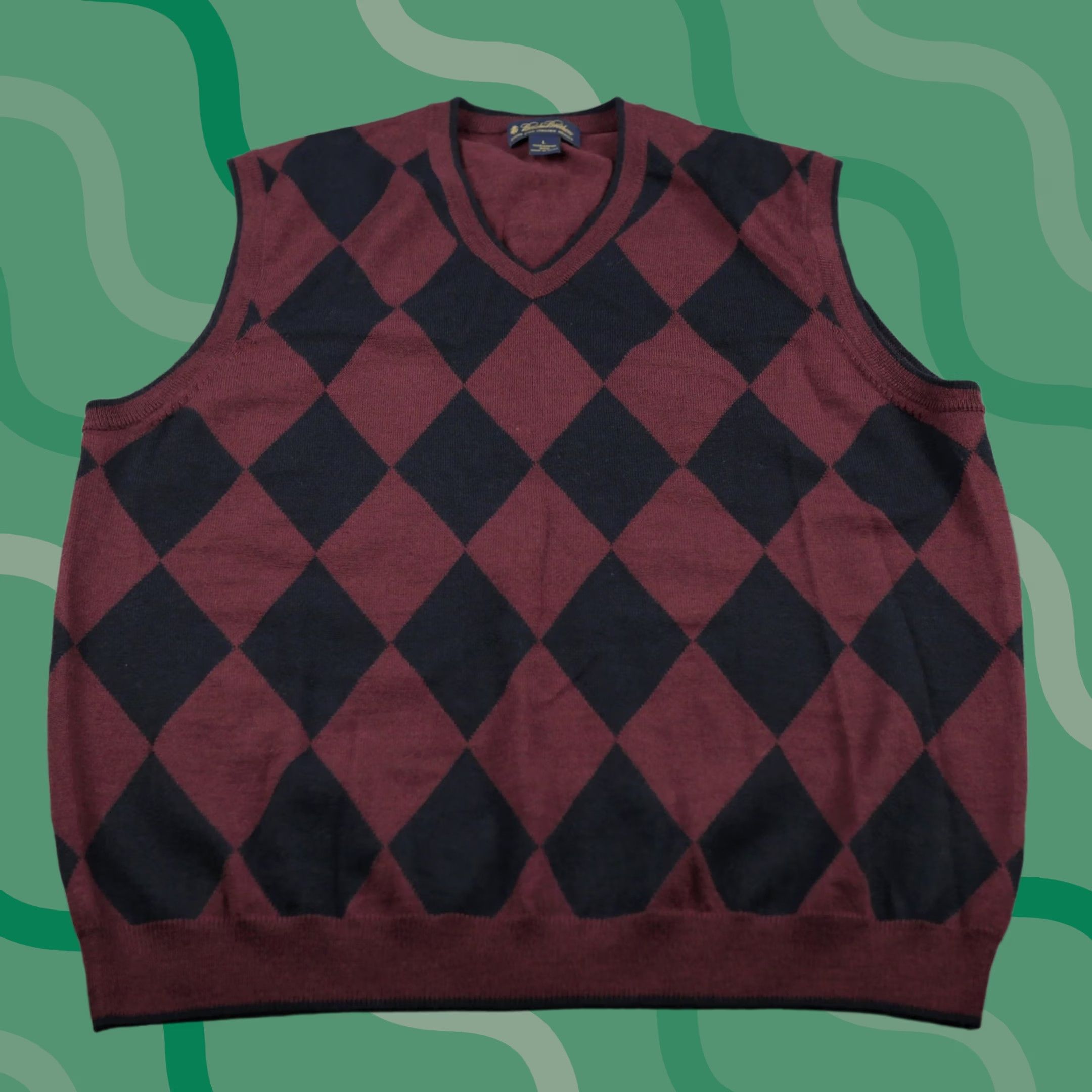 Brooks Brothers BROOKS BROTHERS Sweater Vest Mens Large Wool Pullover Argyle Classic V-Neck Knit Size US L / EU 52-54 / 3 - 1 Thumbnail