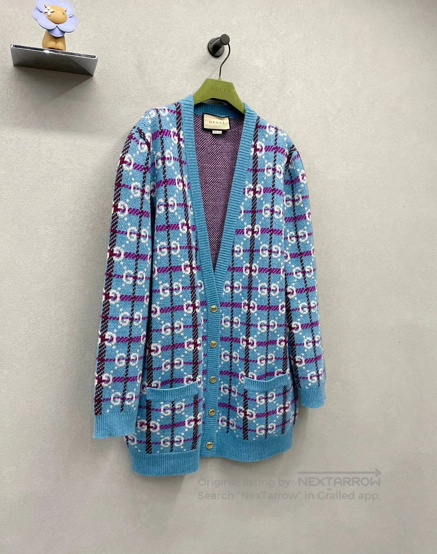 Gucci Gucci GG Monogram Blue Knit Cardigan. Size XL / US 12-14 / IT 48-50 - 3 Thumbnail