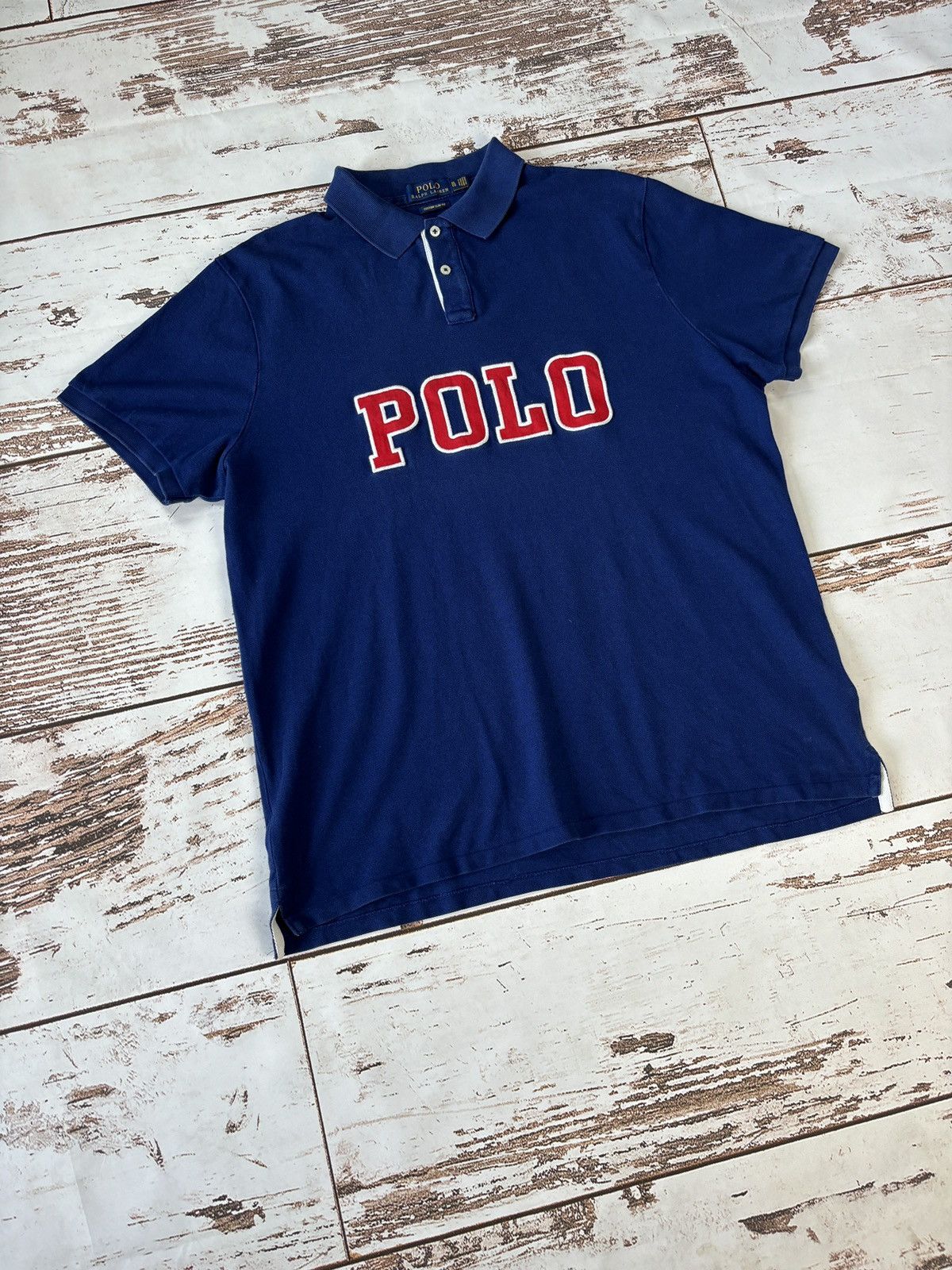 Polo Ralph Lauren × Ralph Lauren Polo Ralph Lauren Spellout Logo Vintage Polo Shirt Vint Size US XL / EU 56 / 4 - 2 Thumbnail
