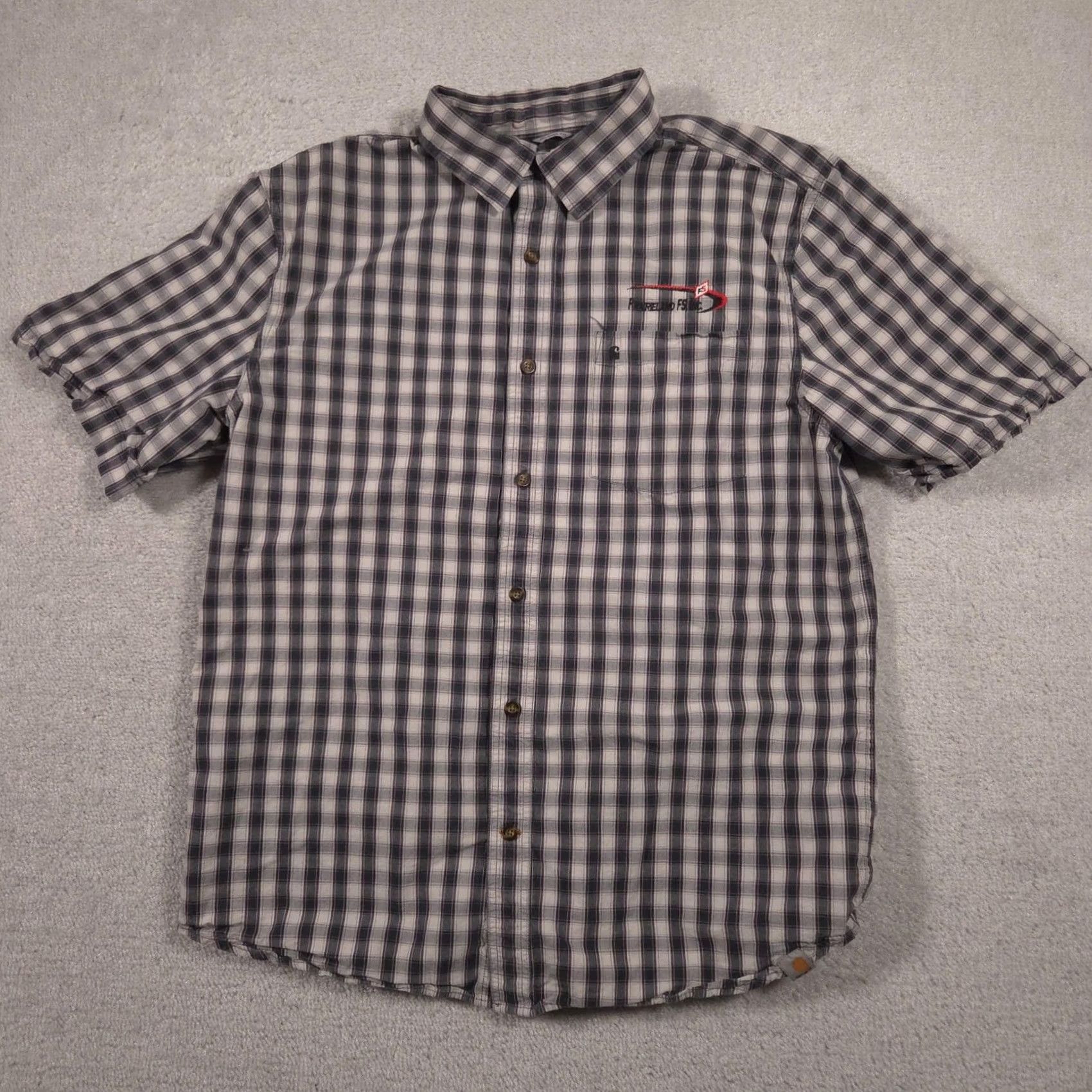 Carhartt Carhartt Shirt Mens L Gray Plaid Button Down Short Sleeve Workwear Logo Embroidered Pocket Button-Up Relaxed Fit Size US L / EU 52-54 / 3 - 2 Thumbnail