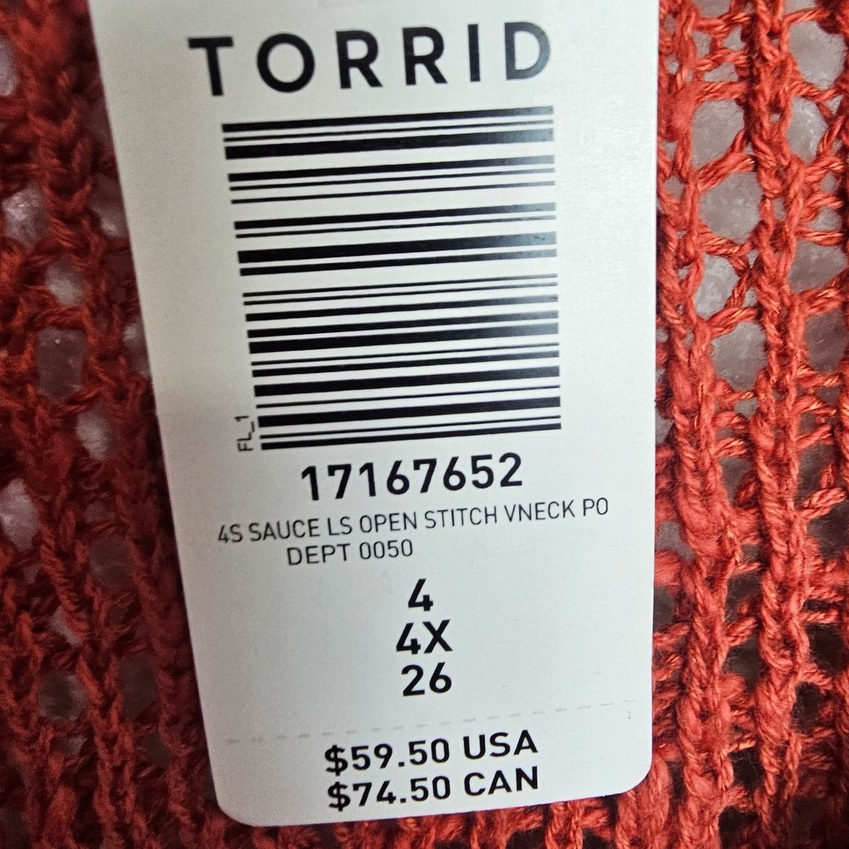 Torrid Torrid Womens Open Knit V-Neck Sweater Plus Size 4X Stretch Size 4XL / US 24-26 - 7 Thumbnail
