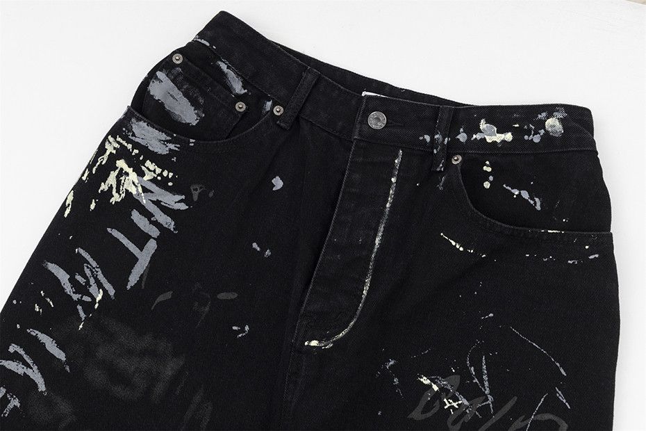 Japanese Brand × Jean × Vintage Baggy Jeans Graffiti Letter Black Loose Size US 29 - 3 Thumbnail