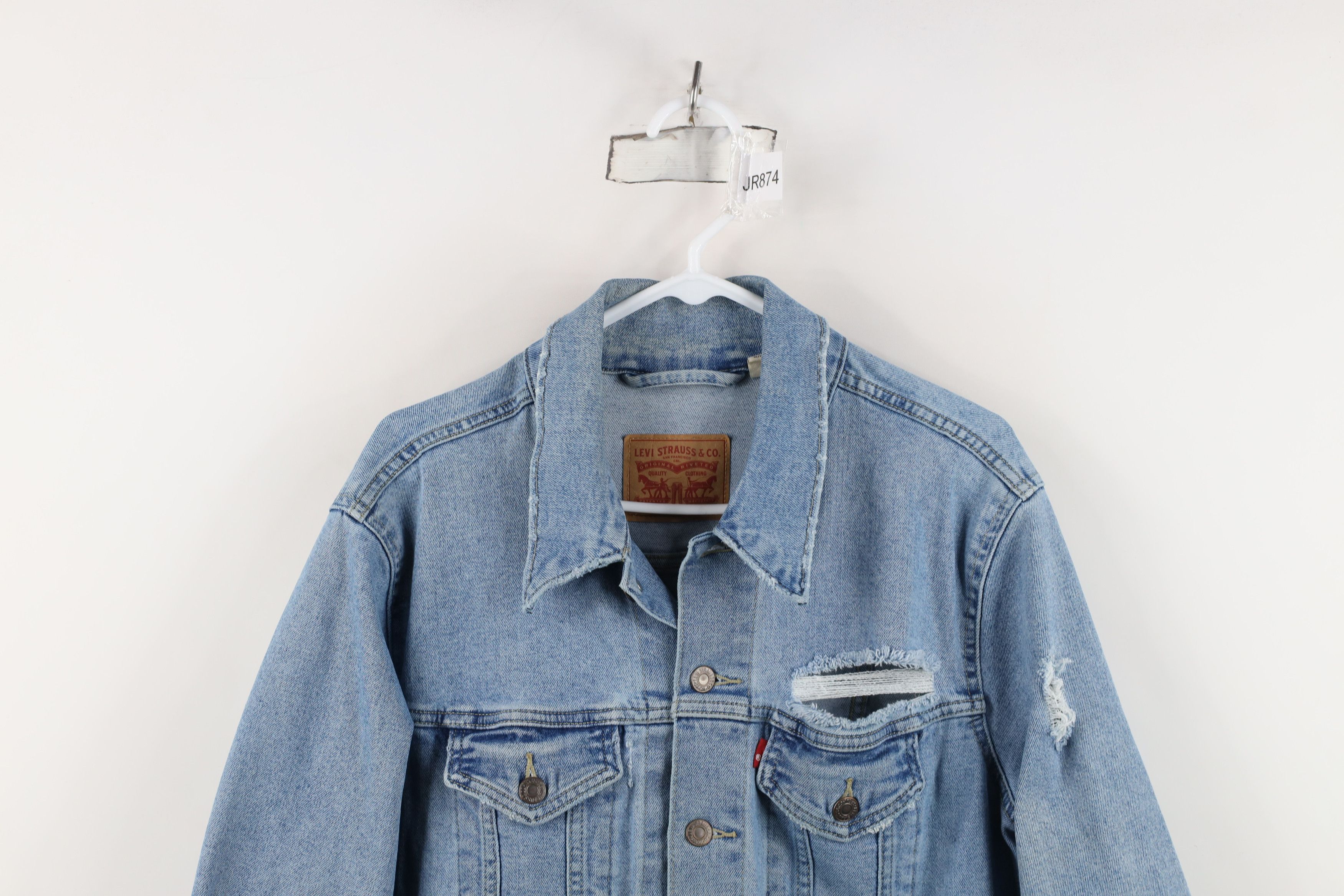 Levi's Vintage Y2K Levis Stretch Denim Jean Trucker Jacket Blue Size XL / US 12-14 / IT 48-50 - 2 Thumbnail