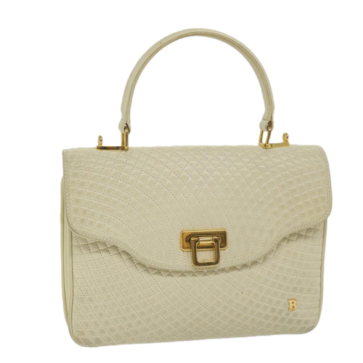 image of Bally Quilted Hand Bag Leather Beige Auth Bs9678, Women's