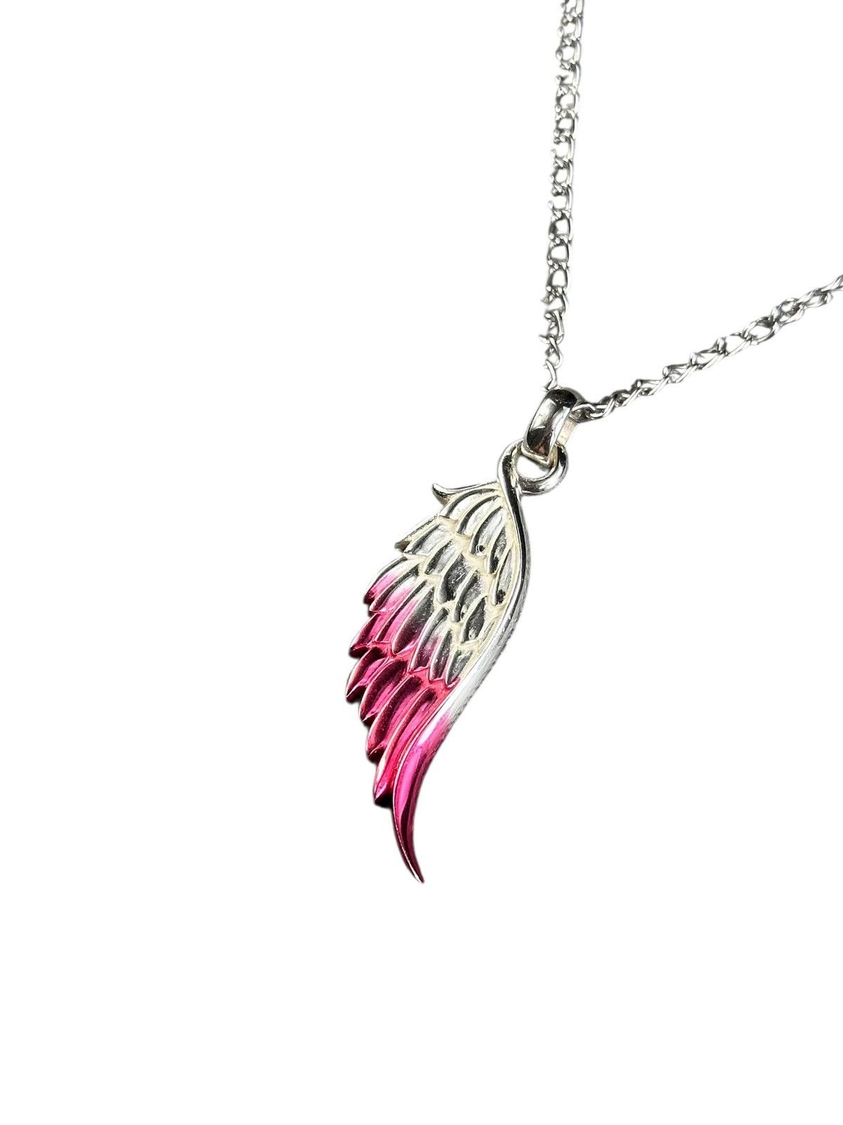 Vintage 2000s JAPNESE MADE SILVER GRADIENT WING PENDANT NECKLACE Size ONE SIZE - 4 Thumbnail