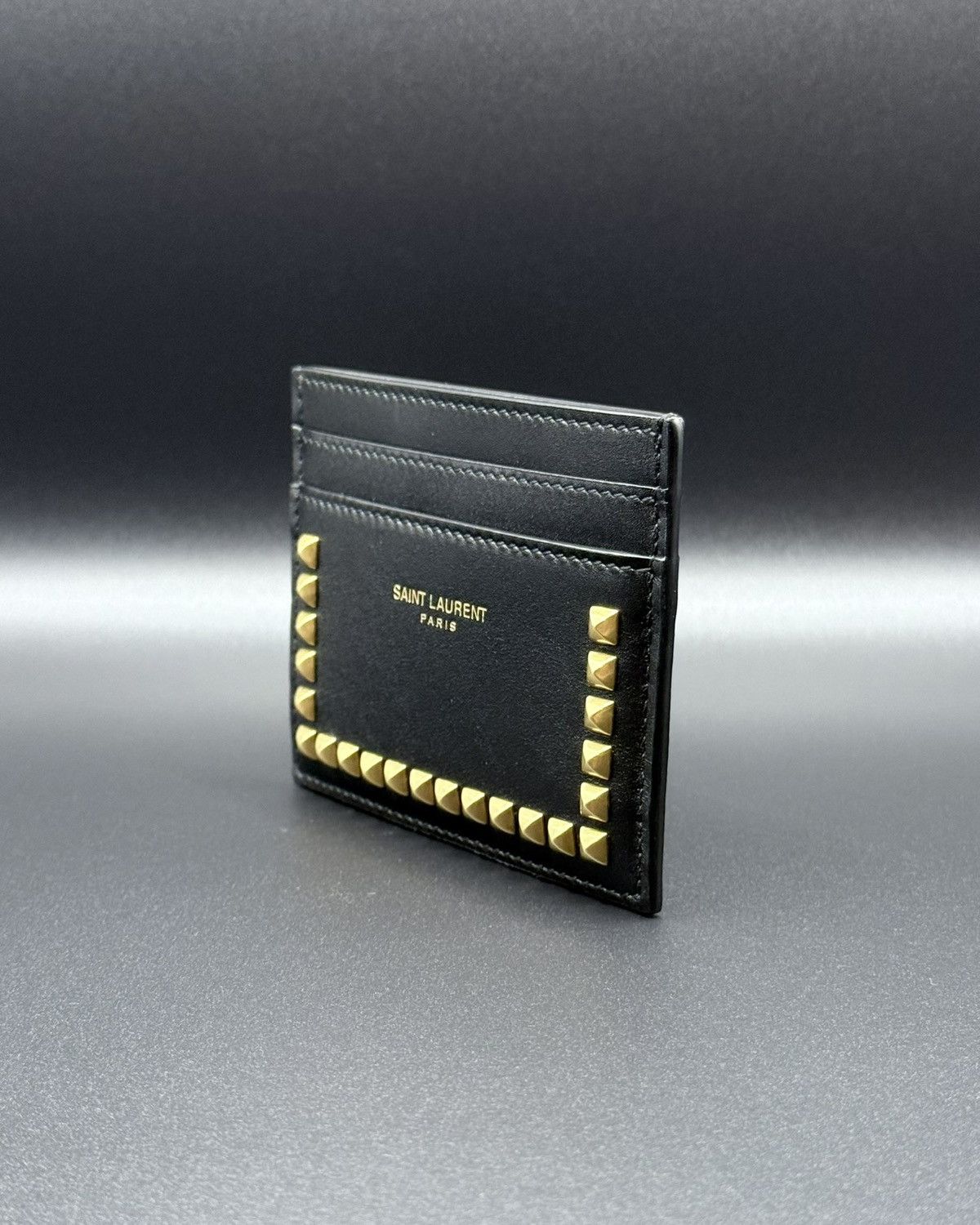 Saint Laurent Paris Saint Laurent Studded Leather Card Holder Black Size ONE SIZE - 1 Thumbnail