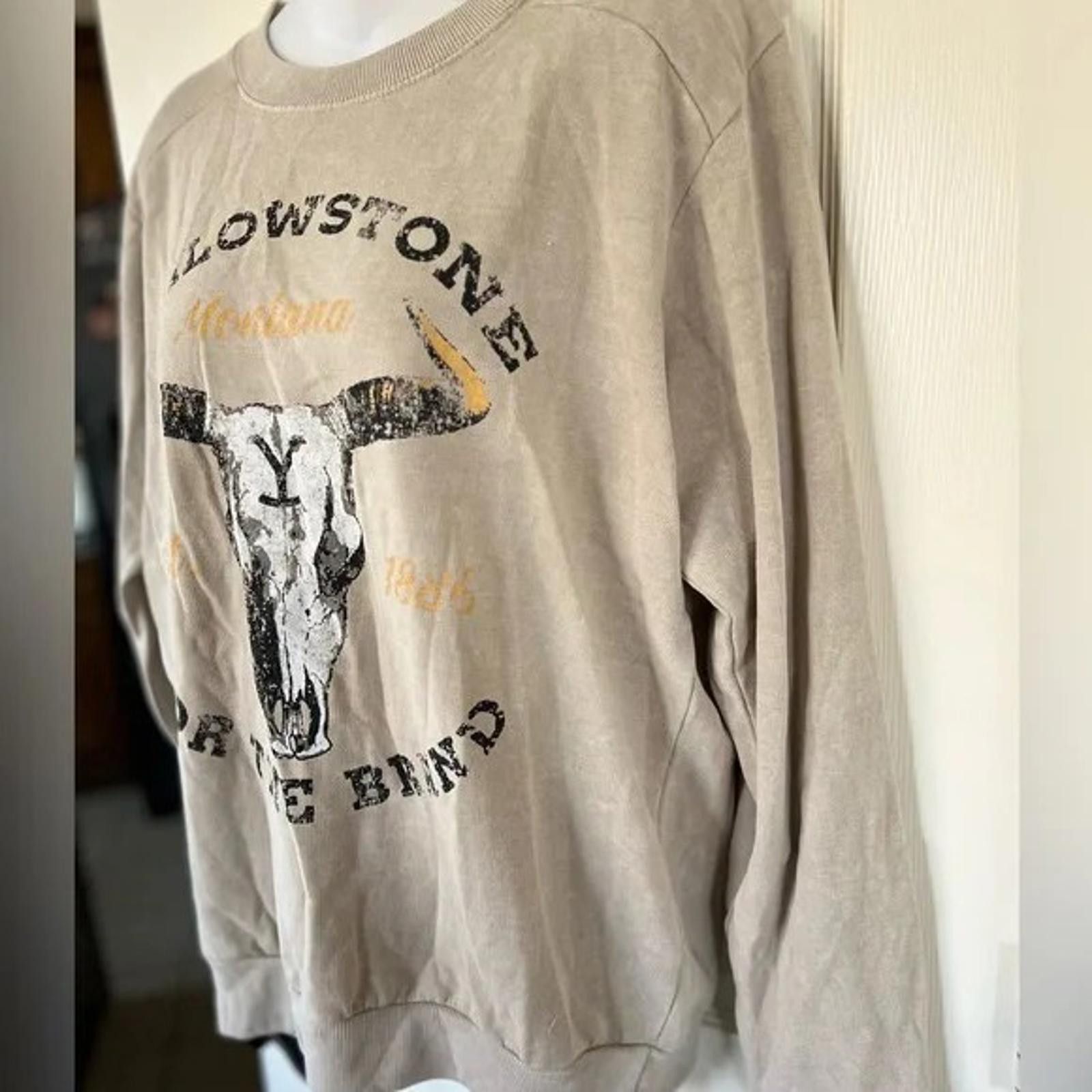 Other Yellowstone Dutton Ranch Skull Western Sweatshirt Beige SzXL Size M / US 6-8 / IT 42-44 - 2 Thumbnail