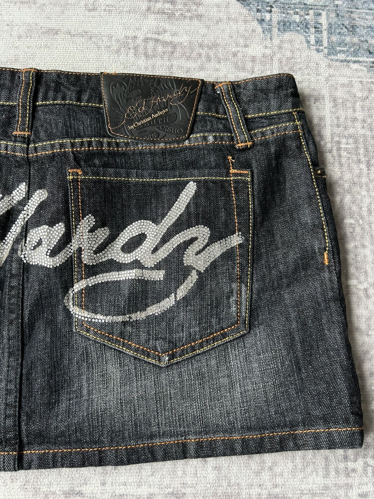 Ed Hardy Ed Hardy Rhinestone Jeans Skirt Size 33" - 8 Thumbnail