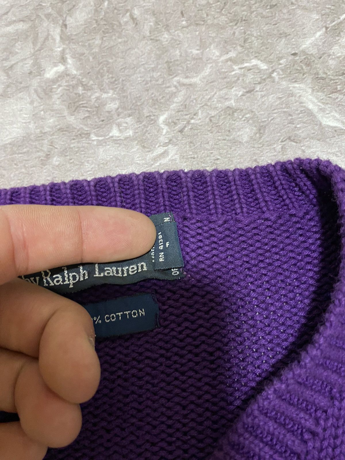Polo Ralph Lauren × Ralph Lauren × Vintage Vintage Y2K Polo Ralph Lauren Purple V-Neck Sweatshirt 90s Size US L / EU 52-54 / 3 - 8 Thumbnail