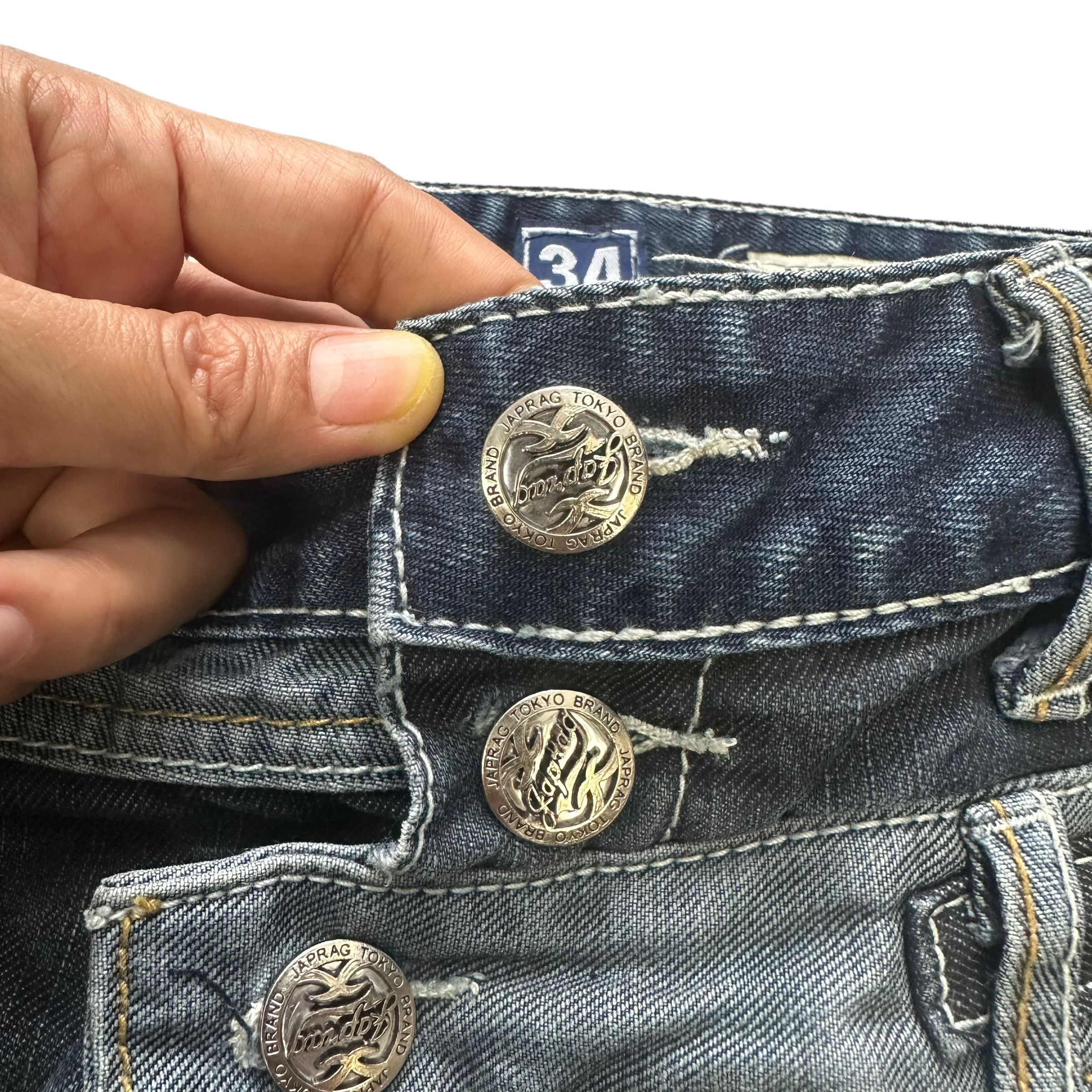 Japanese Brand JAPRAG JP 2131 CRAZY DESIGN DECONSTRUCTED DENIM #8641-018 Size US 34 / EU 50 - 4 Thumbnail