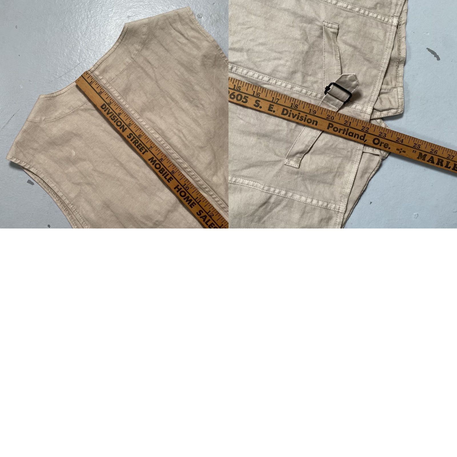 Vetra Vetra Vest Unisex Adults 42 Beige Twill Linen Blend Cinch Back Workwear France 50s Vintage Designer - Size US XS / EU 42 / 0 - 8 Thumbnail