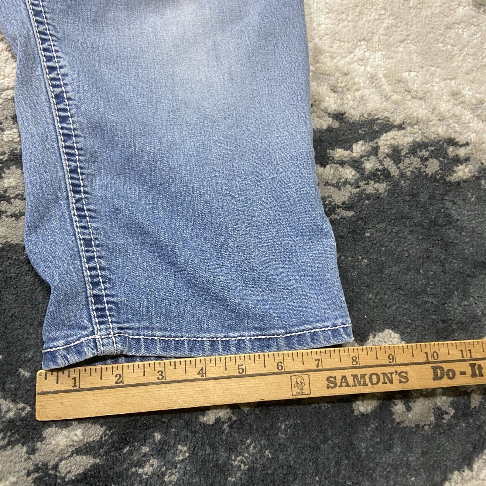 Indigo Love Indigo Capri Y2K Jeans Womens 22 Blue Stretch Embroide Size 22" - 3 Thumbnail