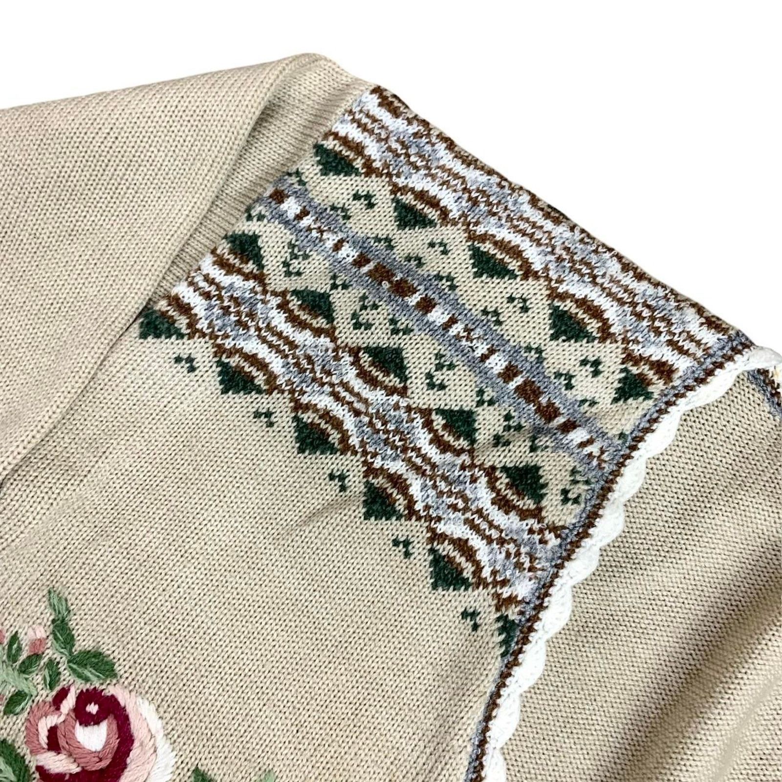Vintage Vintage Coquette Knit Cardigan Sweater with floral design Size L / US 10 / IT 46 - 3 Thumbnail