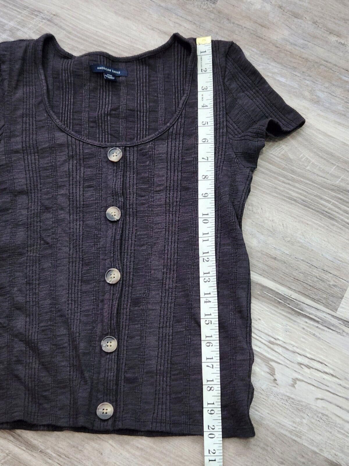 Designer American Eagle Crop Sweater Top Medium Short Sleeve Button Size M / US 6-8 / IT 42-44 - 5 Thumbnail
