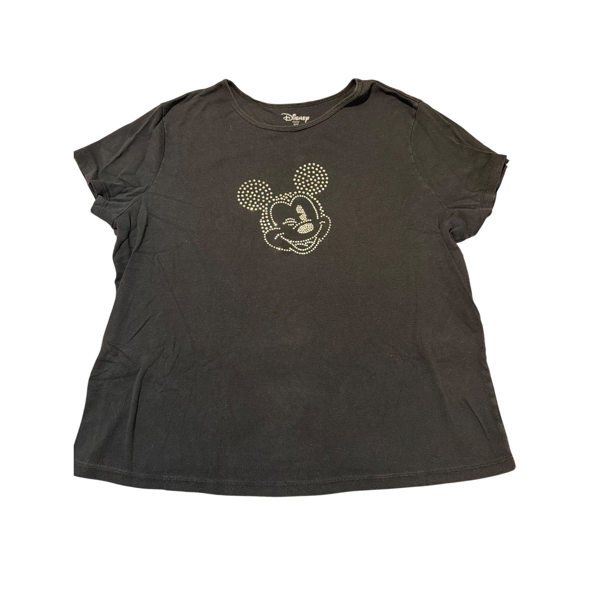 Disney Vintage Y2K Disney Mickey Mouse Black Rhinestone Shirt Wink Size XXL / US 16-18 / IT 52-54 - 1 Thumbnail