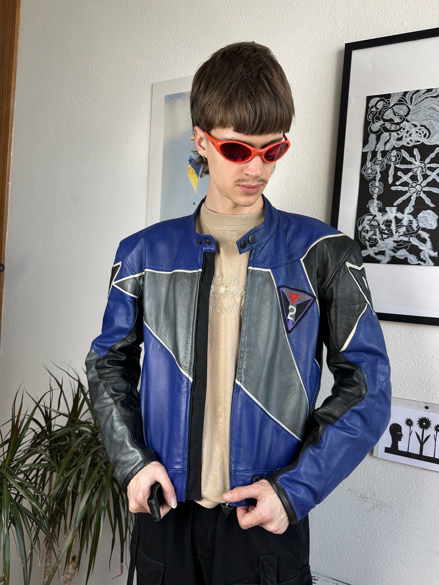 Dainese Vintage Dainese leather jacket moto biker punk tribal 90s Size US XL / EU 56 / 4 - 2 Thumbnail