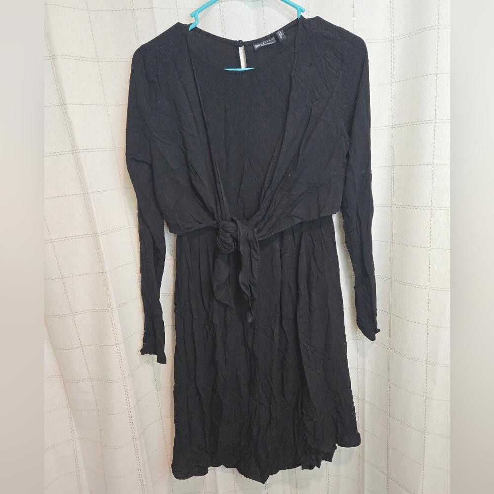 Asos ASOS Design Tie Front Black Dress Size XS / US 0-2 / IT 36-38 - 1 Thumbnail