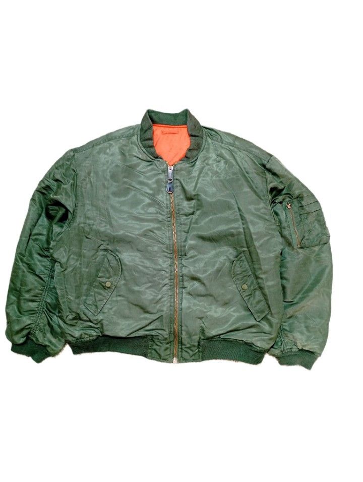 Alpha Industries 90s Ma1 Flyer Green Vintage Bomber Alpha L Jacket Oversize Size US L / EU 52-54 / 3 - 1 Thumbnail