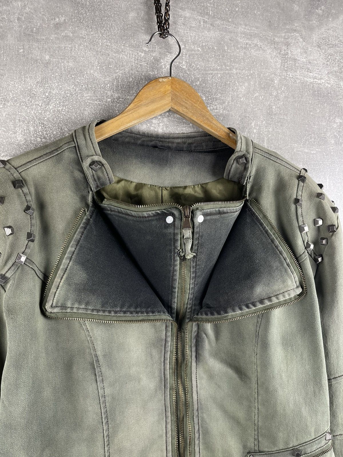 Other Y2K Avant Garde Faded Japanese Cropped Jacket Green Washed Size L / US 10 / IT 46 - 9 Thumbnail