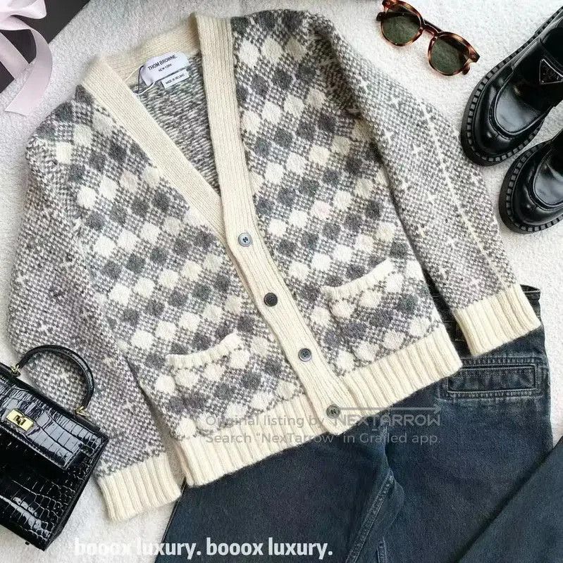 Thom Browne Thom Browne Multi-Pattern Wool Cardigan for Women . Size XXS / US 00 / IT 34 - 4 Thumbnail