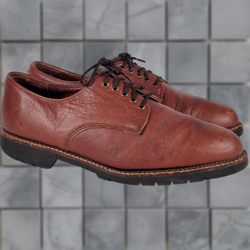 Vintage HS Trask Brown Leather Lace Up Oxford Casual Shoes Mens 11.5 M Leather Upper Rubber Outsole Comfort Casual Size US 12 / EU 45 - 1 Thumbnail