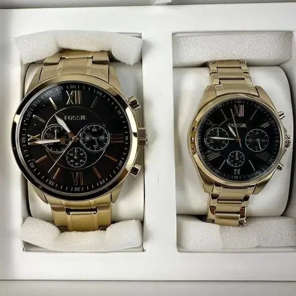 Other Couple Set His and Her Chronograph Gold-Tone Watch Gift Se Size ONE SIZE - 1 Thumbnail