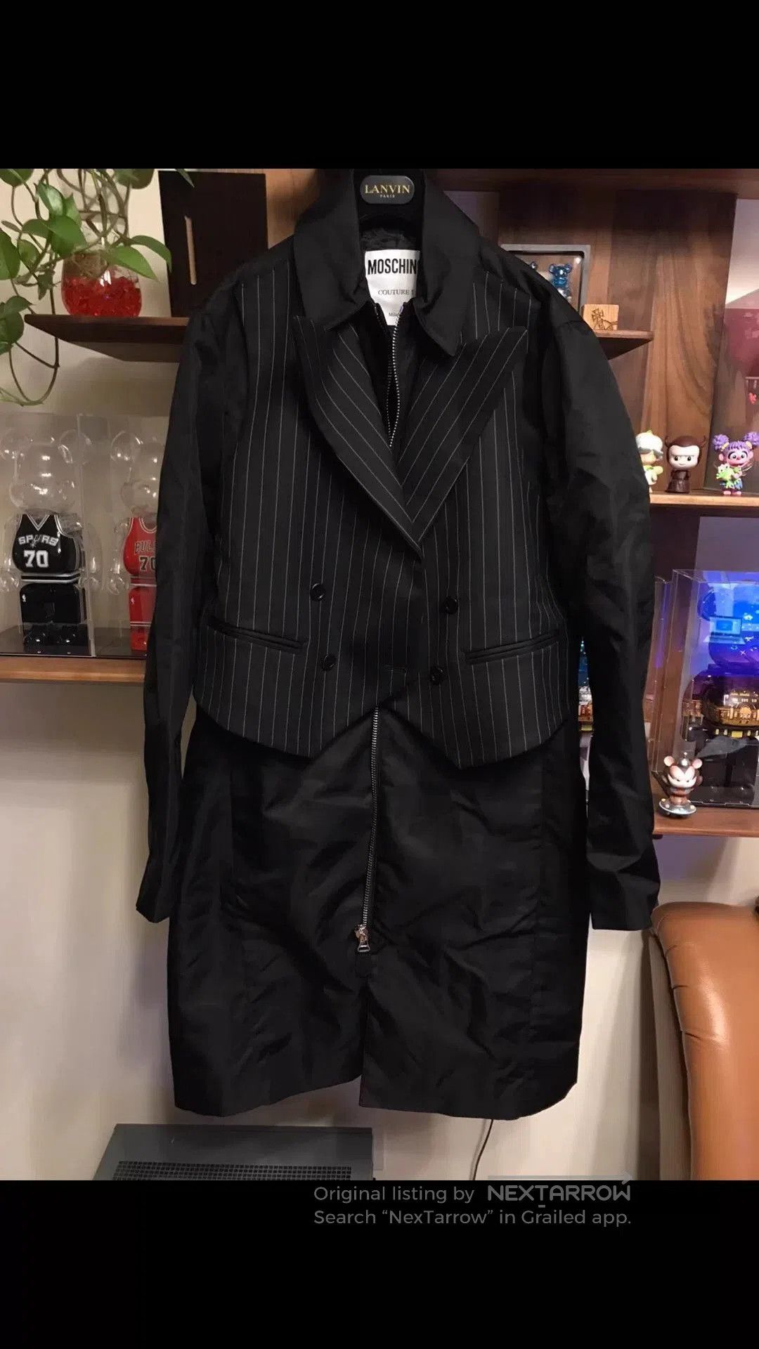 Moschino Black Striped Double-Breasted Long Coat. Size US S / EU 44-46 / 1 - 1 Thumbnail