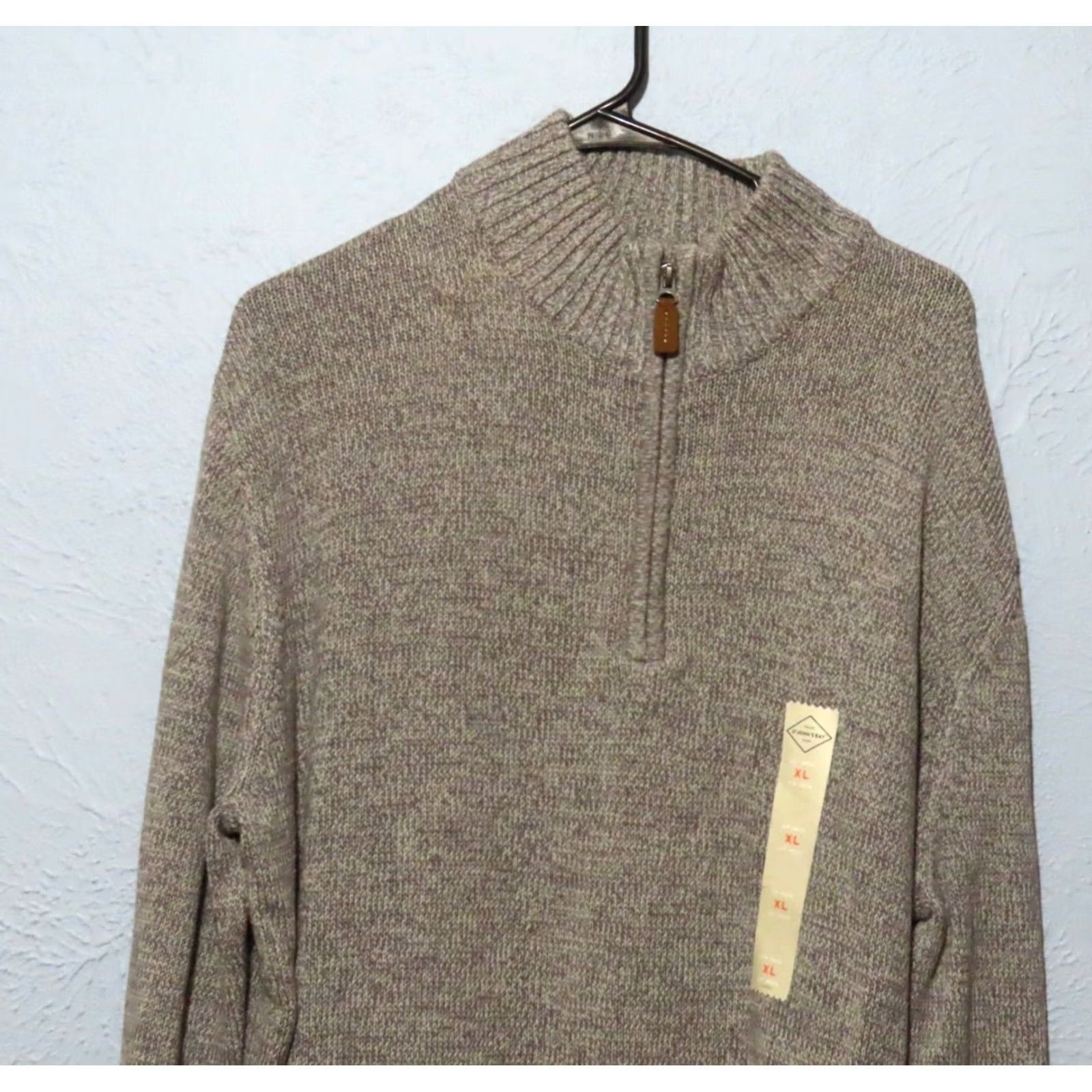 Vintage St. John's Bay Mens XL 1/4 Zip Pullover Sweater Thick Knit Gray Marl NWT Pullover Knit Mock Neck Zipper Button Pattern Solid Accessories Logo Size US XL / EU 56 / 4 - 3 Thumbnail