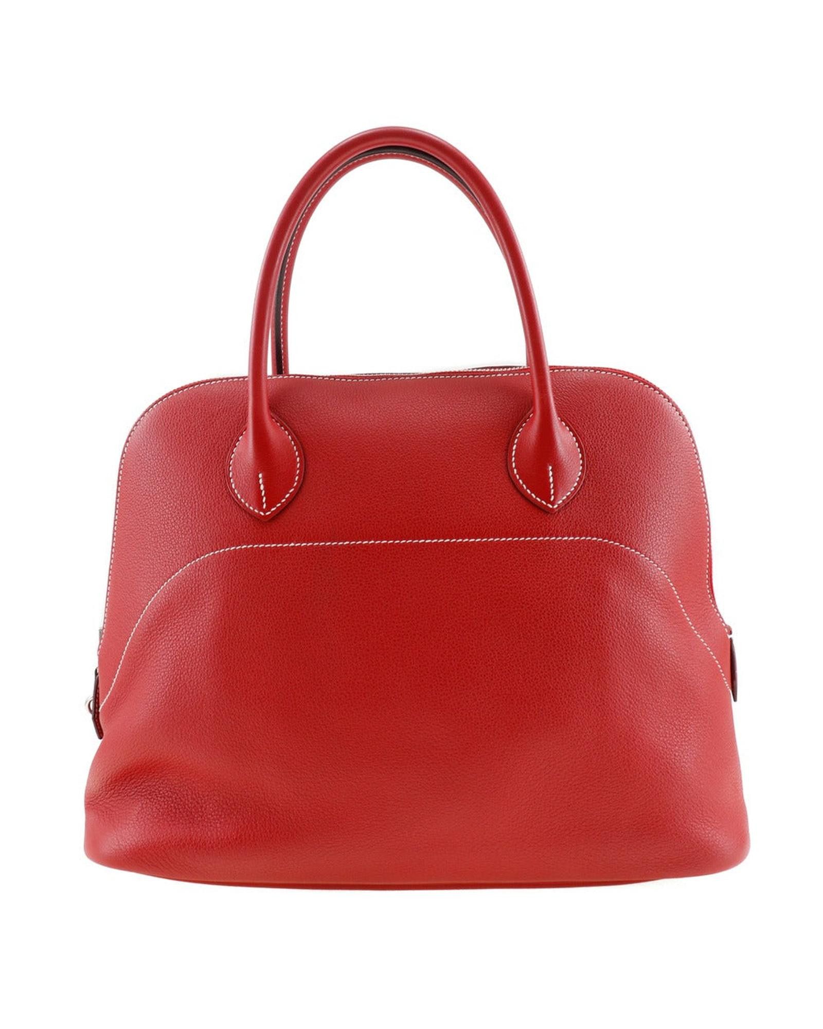 image of Hermes Luxury Red Leather Handbag - Ab Condition, Women's