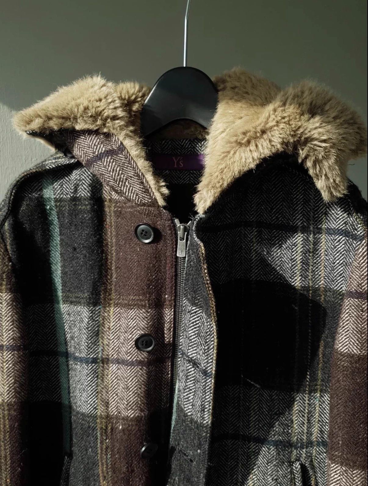 Yohji Yamamoto Yohji Yamamoto YS N2B Stand Collar Check Lamb Filled Jkt Size US M / EU 48-50 / 2 - 4 Thumbnail