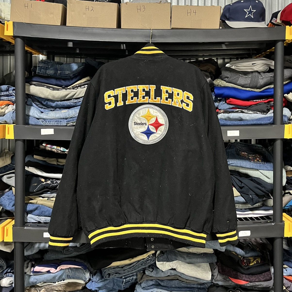 NFL VINTAGE PITTSBURGH STEELERS NFL VARSITY BOMBER JACKET XL Size US XL / EU 56 / 4 - 2 Thumbnail