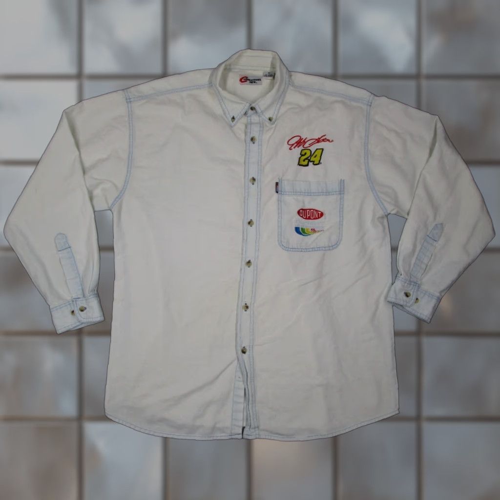 NASCAR VINTAGE NASCAR Shirt Men XL Blue Jeff Gordon #24 Button-Up 80s 90s Racing Transportation Size US XL / EU 56 / 4 - 1 Thumbnail