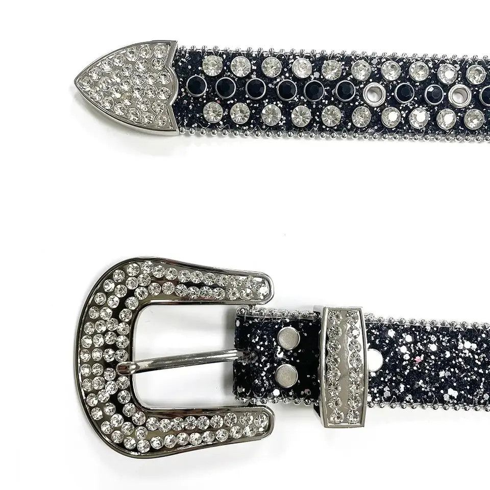Japanese Brand × Vintage Black Cross Rhinestone Belt Size ONE SIZE - 1 Thumbnail
